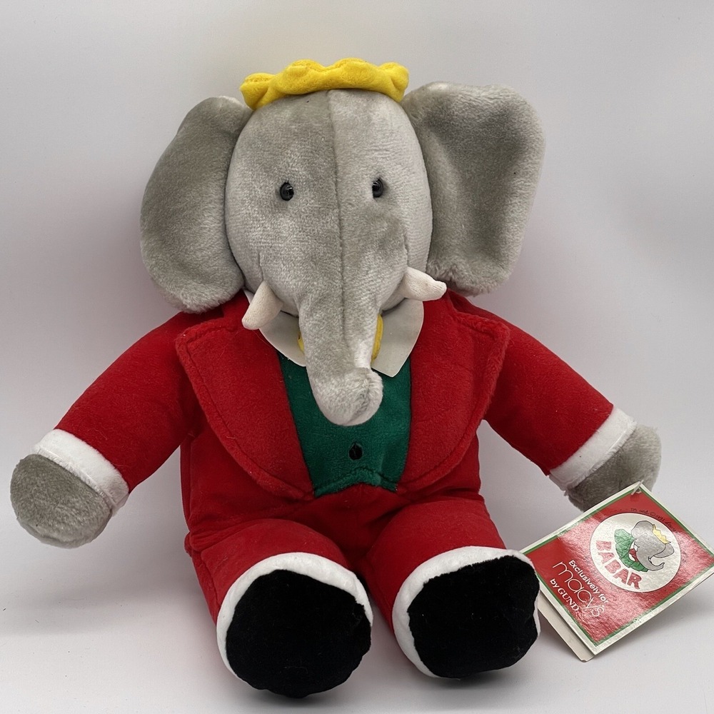 Babar the Elephant Gund Macys w/ Tag 1988 14.5" Plush Christmas - Picture 2 of 11